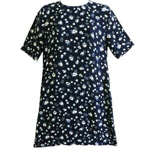 Reformation Beth Dress Floral Mini Solange Crew Neck Keyhole Button Back Shift S